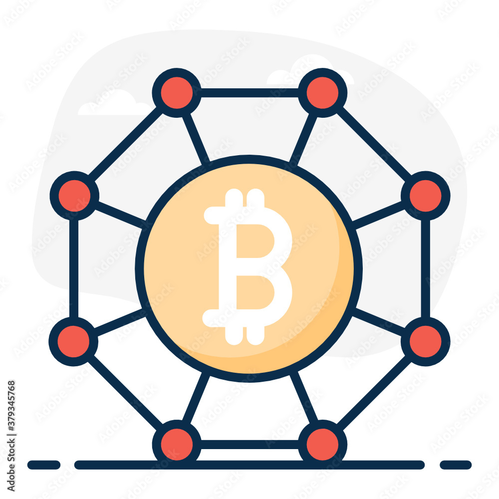 Bitcoin network, btc with network nodes in modern flat style
Bitcoin network, btc with network nodes in modern flat style