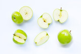 Green apples on white background.
