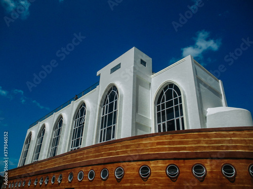 unique mosque architecture with a design resembling the ship of the prophet Nuh A.S. Semarang Indonesia. photo