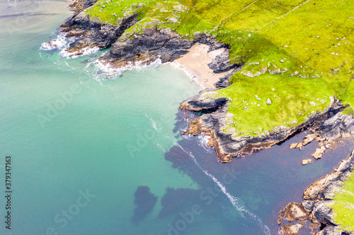 Aerial view of wild coast by Glencolumbkille in County Donegal, Irleand.