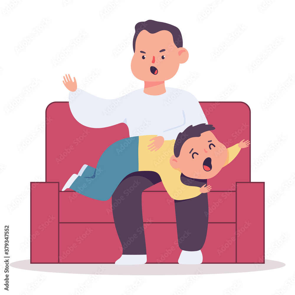 Vecteur Stock Father spanking child vector cartoon illustration isolated on  a white background. | Adobe Stock