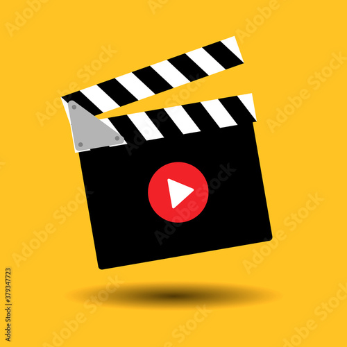 Film clap board cinema icon isolated on background. Vector illustration.