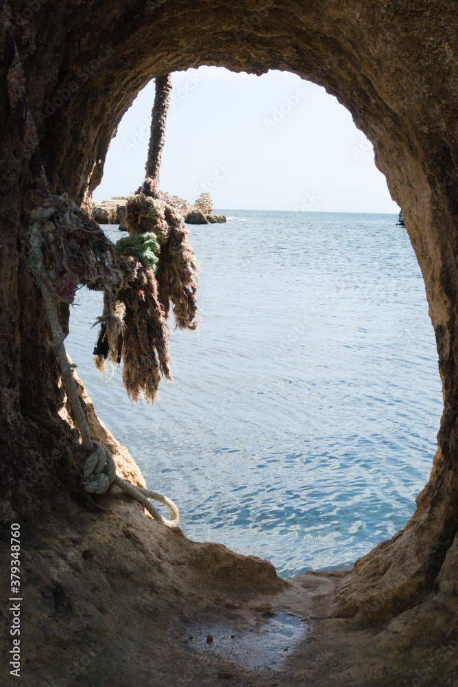 Fototapeta premium Sea view through a rock hole