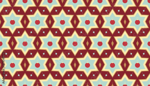 Christmas design seamless pattern, Winter season festive design in hexagon arrangement