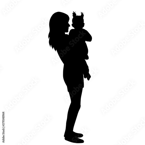 black silhouette of mom and daughter