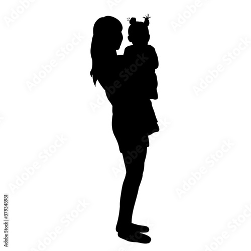 black silhouette of mom and daughter