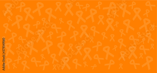 World cancer day or hope Orange ribbon awareness month symbol of leukemia, animal abuse cancer association, multiple sclerosis RSD, hyperactivity ADHD and pain syndrome ribbons World Kidney Day, march