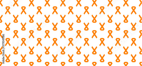 World cancer day or hope Orange ribbon awareness month symbol of leukemia, animal abuse cancer association, multiple sclerosis RSD, hyperactivity ADHD and pain syndrome ribbons World Kidney Day, march