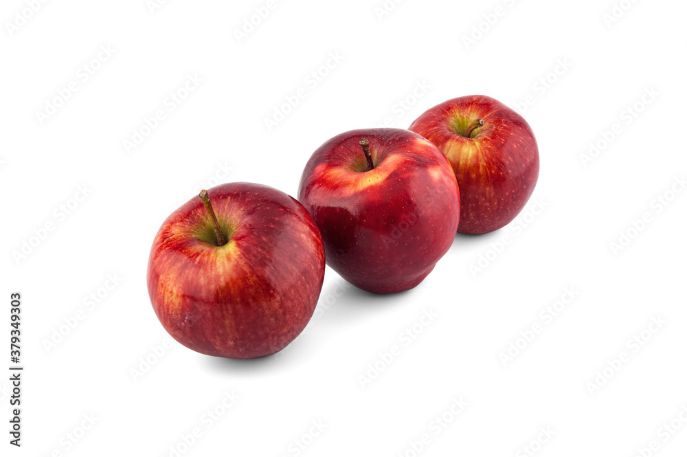 Three red apples isolated on white background. Three red apples isolated on white background.