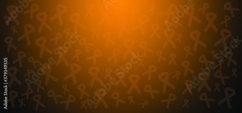 World cancer day or hope Orange ribbon awareness month symbol of leukemia, animal abuse cancer association, multiple sclerosis RSD, hyperactivity ADHD and pain syndrome ribbons World Kidney Day, march