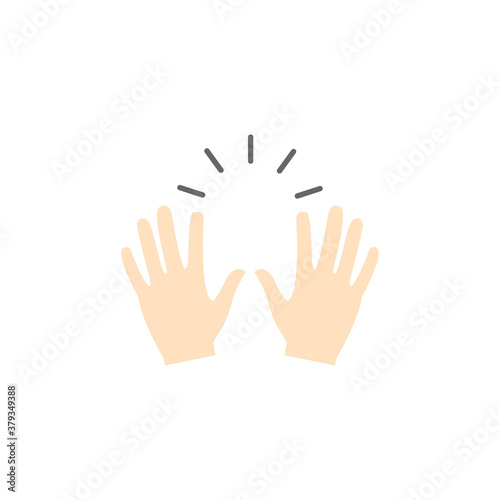 Raising hands emoji vector illustration isolated on white.