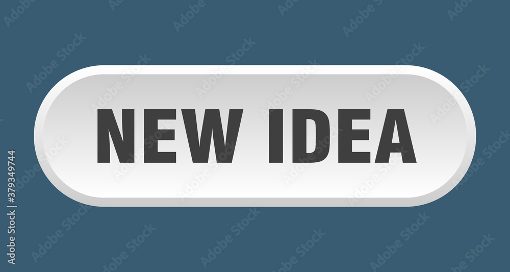 new idea button. rounded sign on white background