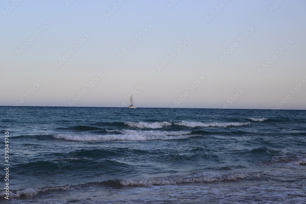 Boat on Mediterranean sea