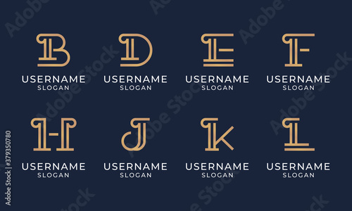 Set of Initial pillar, Law firm, attorney, Elegant and luxury letter logo design Template