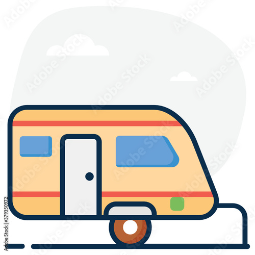 
Icon of self propelled vehicle, flat design of caravan vector 

