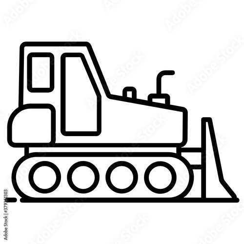 
A heavy truck icon in flat style, bulldozer concept vector 
