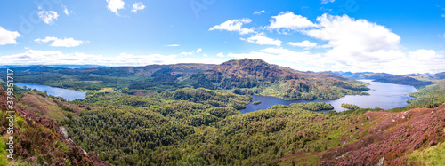 View from Ben A'an hill over Loch Katrine and Loch Achray in the Trossachs in Scotland © Foto-Jagla.de