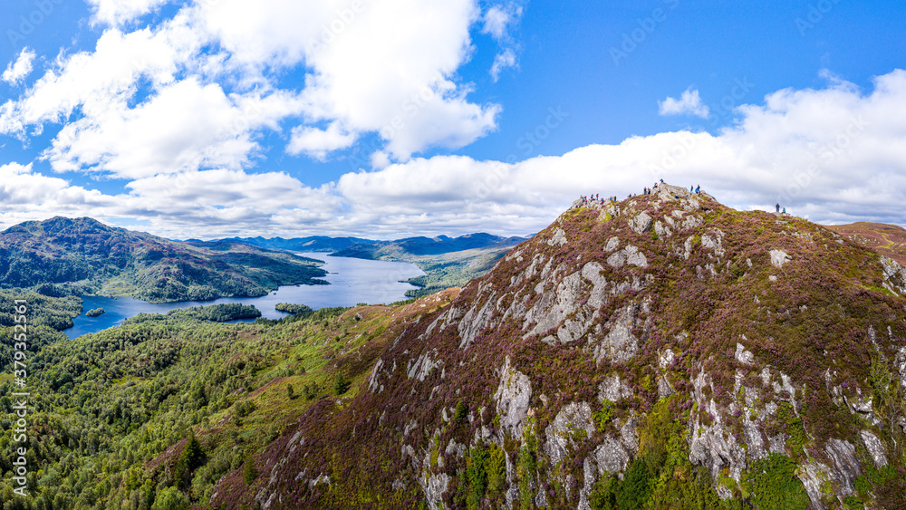 View over Ben A'an hill and Loch Katrine in the Trossachs in Scotland