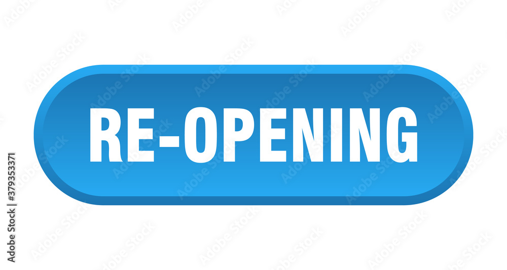 re-opening button. rounded sign on white background re-opening button. rounded sign on white background