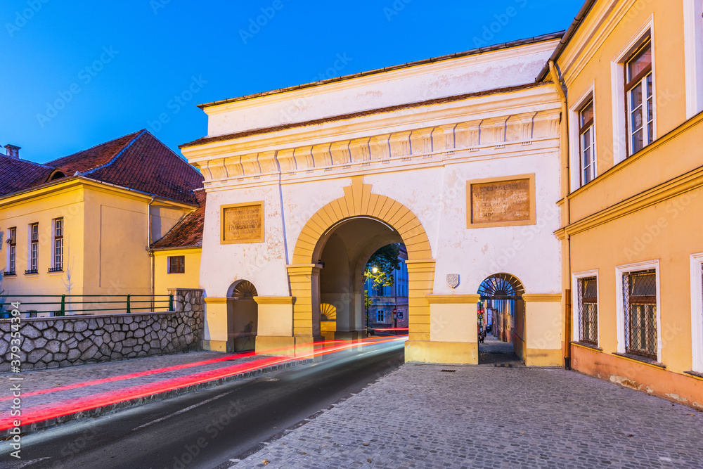 Brasov, Romania. Schei gate, entrance to the old city from Schei neighborhood.