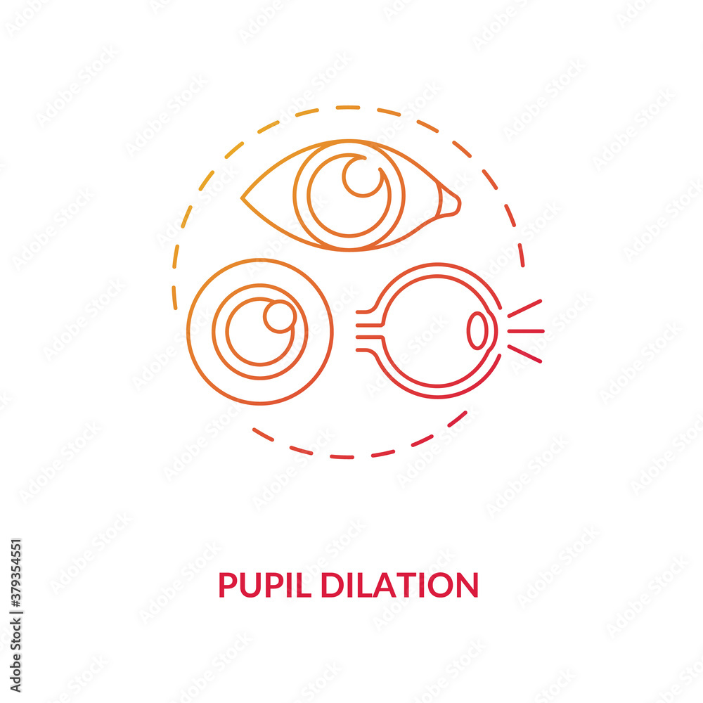Pupil dilation concept icon. Energy drinks side effects idea thin line