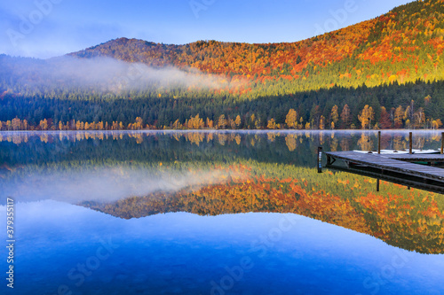 Harghita County, Romania. Autumn landscape at Saint Anne (Sf Ana) lake.