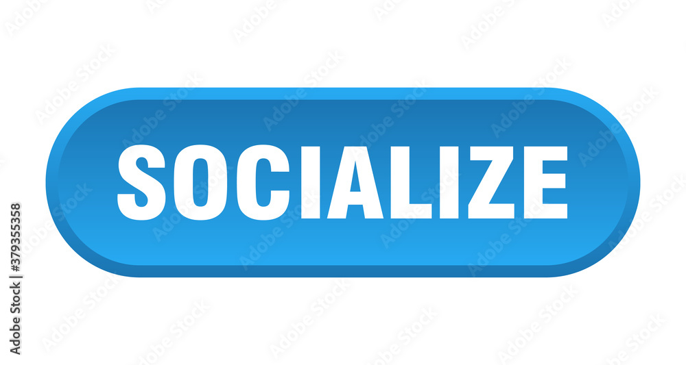 socialize button. rounded sign on white background socialize button. rounded sign on white background