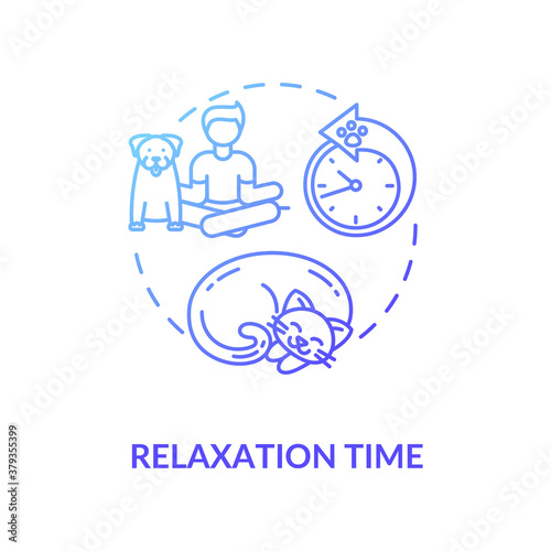 Relaxation time concept icon. Dogs day camp service. Sleeping zone with pillows. Animal receiving abilities. Sleeping idea thin line illustration. Vector isolated outline RGB color drawing