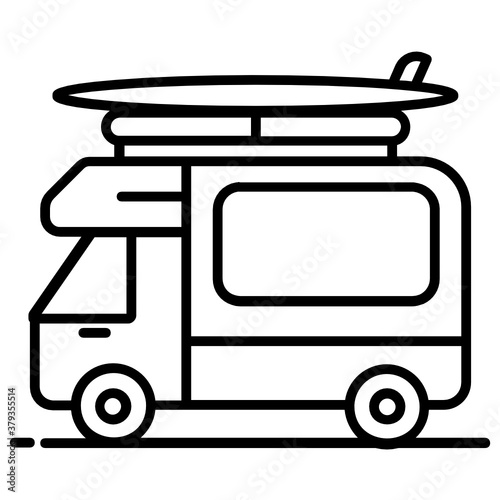 
Icon of campervan in flat design 
