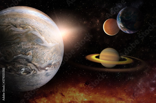 Fototapeta Naklejka Na Ścianę i Meble -  planets in Solar system in the starry universe with copy space Elements of this image furnished by NASA