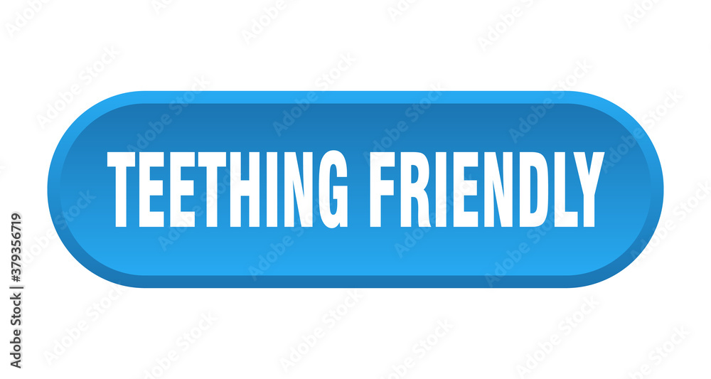 teething friendly button. rounded sign on white background teething friendly button. rounded sign on white background