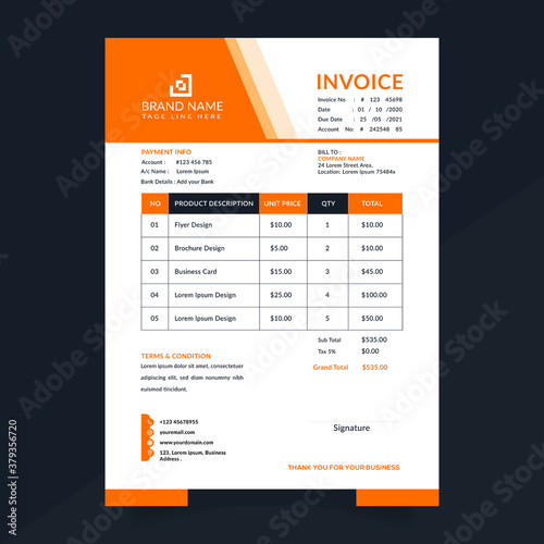 professional and modern business invoice template premium vector format