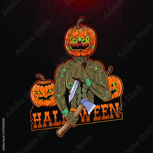 Halloween pumpkin esport mascot logo