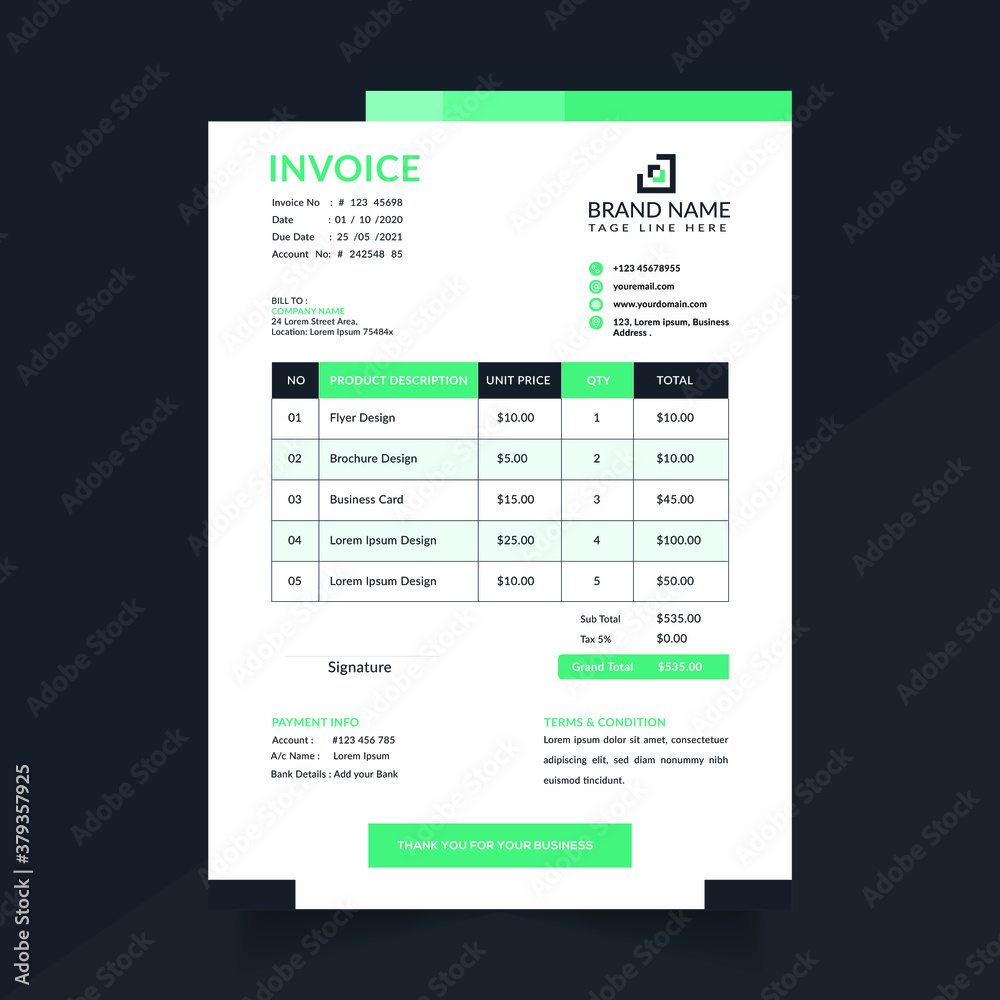professional and modern business invoice template premium vector format professional and modern business invoice template premium vector format