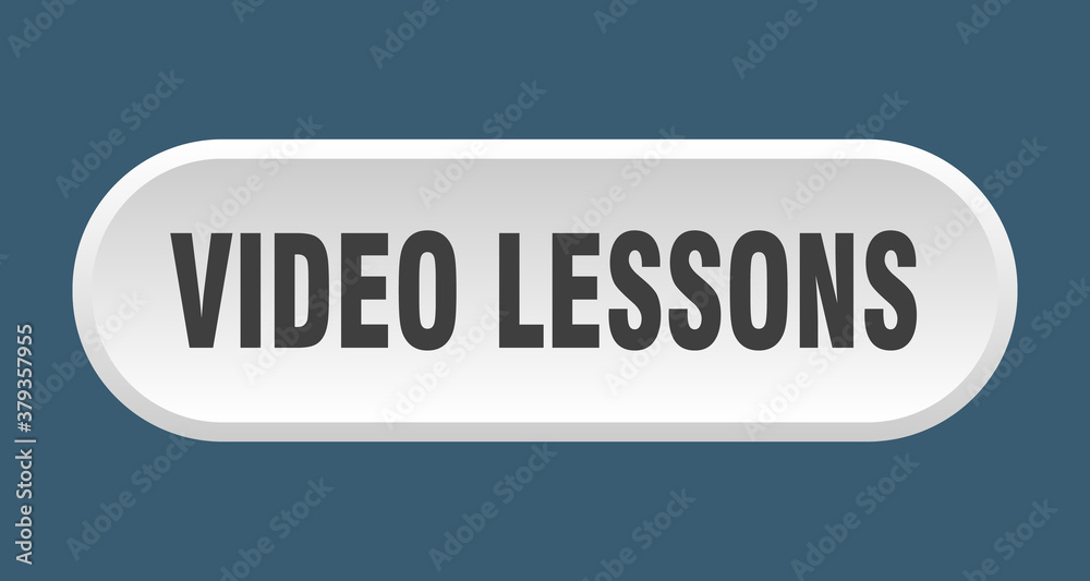 video lessons button. rounded sign on white background