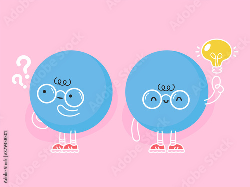 Blue ball with question mark and idea lightbulb