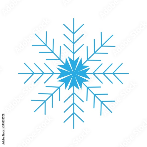 Beautiful blue snowflake isolated on a white background. Winter decor elements for postcards, wrapping paper, banner, magazine and more. Stock vector illustration for decoration and design