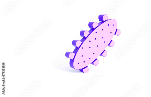 Purple Sea cucumber icon isolated on white background. Marine food. Minimalism concept. 3d illustration 3D render. photo