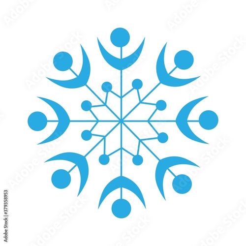 Modern blue snowflake isolated on white background. Winter decor elements for postcards, wrapping paper, banner, magazine and more. Stock vector illustration for decoration and design