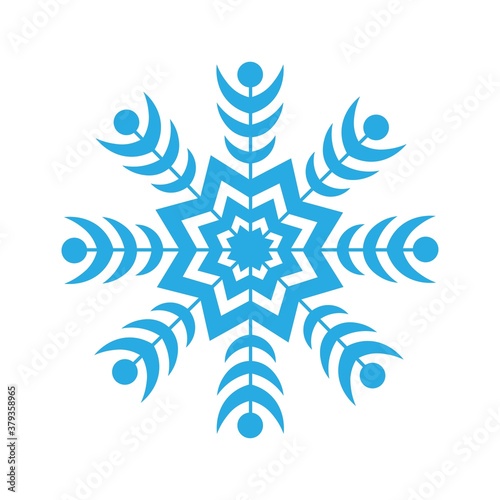 
Stylish blue snowflake isolated on a white background. Winter decor elements for postcards, wrapping paper, banner, magazine and more. Stock vector illustration for decoration and design