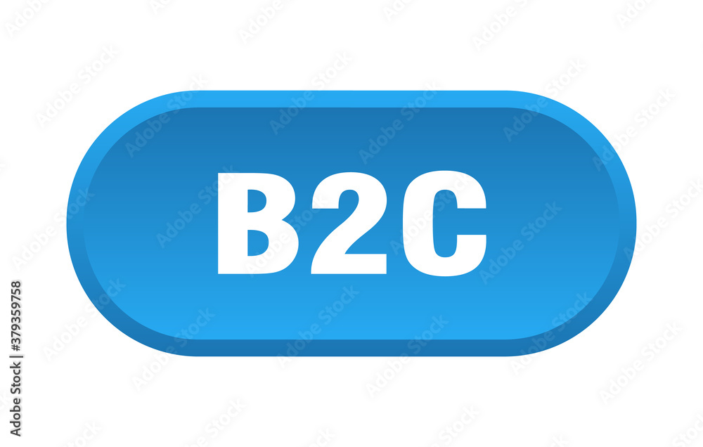b2c button. rounded sign on white background b2c button. rounded sign on white background