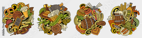 Beer fest cartoon vector doodle designs set