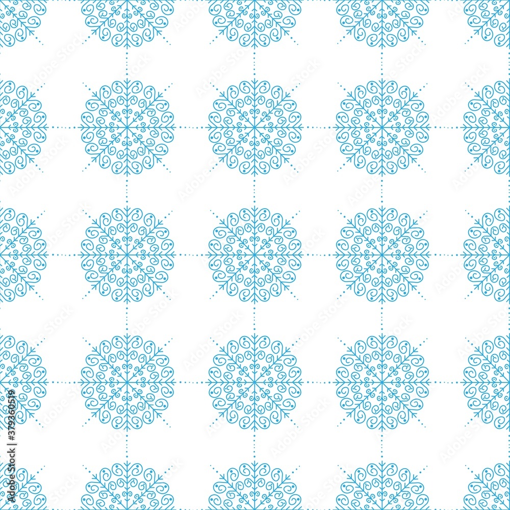 
Lace seamless pattern from snowflakes on a white background. Winter decor elements in a flat style for cards, wrapping paper, fabric, wallpaper and more. Stock vector illustration for decoration