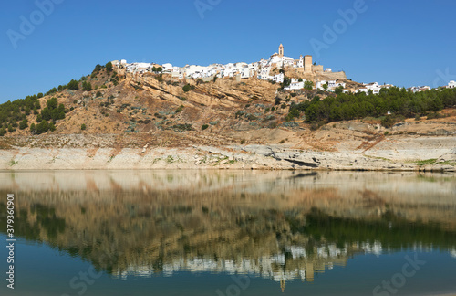 Iznajar swamp with drought due to lack of rain. Cordoba, Spain.