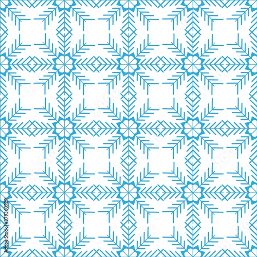 Modern seamless pattern of snowflakes on a white background. Winter decor elements in a flat style for cards, wrapping paper, fabric, wallpaper and more. Stock vector illustration for decoration
