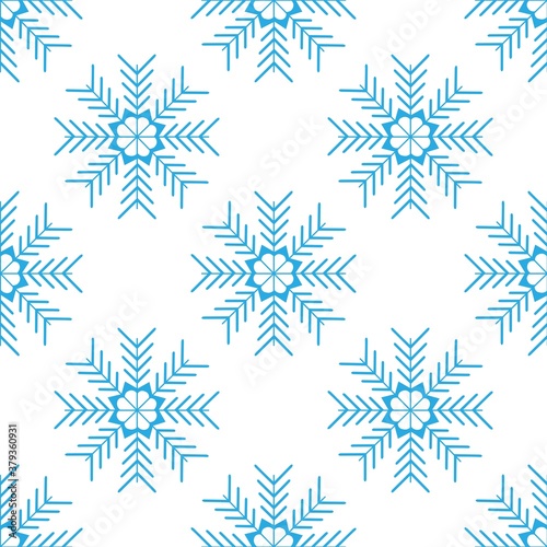 Marvelous seamless pattern of snowflakes on a white background. Winter decor elements in a flat style for cards, wrapping paper, fabric, wallpaper and more. Stock vector illustration for decoration