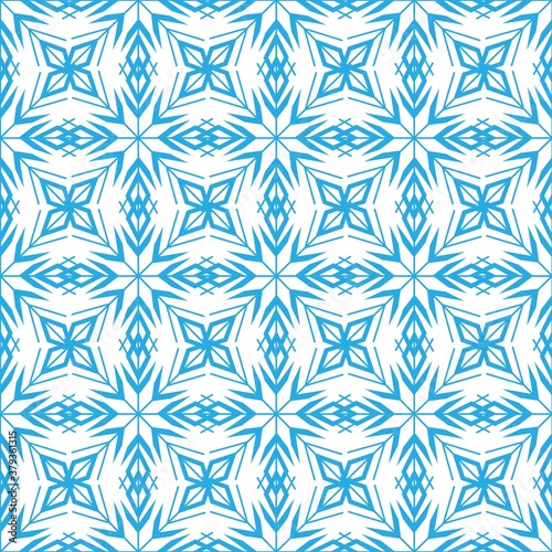 Adorable seamless pattern of blue snowflakes on a white background. Winter decor elements, design in a flat style for cards, wrapping paper, fabric, wallpaper and more. Stock vector illustration