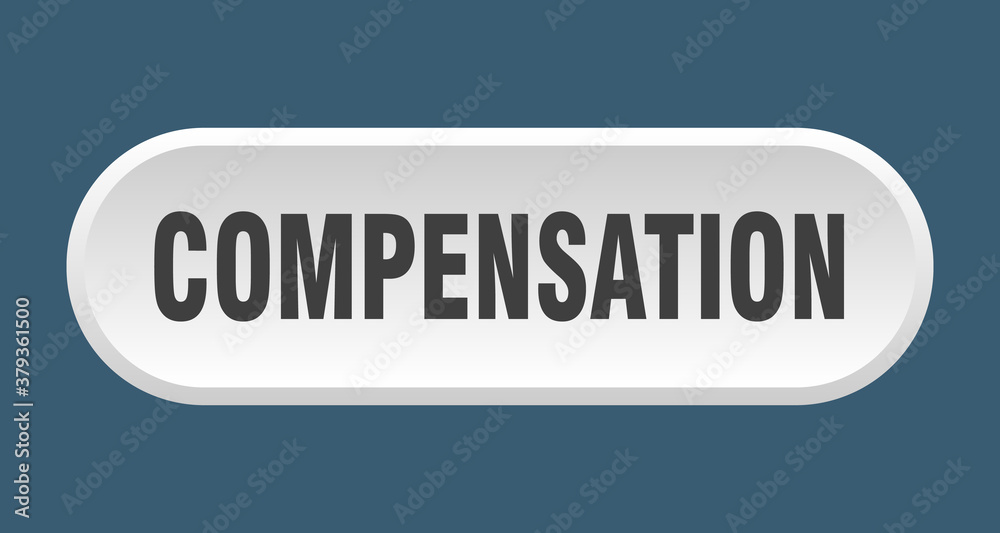 compensation button. rounded sign on white background compensation button. rounded sign on white background