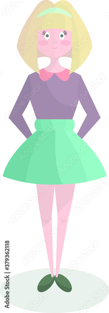 Cartoon blonde girl. Light hair young woman flat character template. Vector illustration for games, background, pattern, decor. Cartoon blonde girl. Light hair young woman flat character template. Vector illustration for games, background, pattern, decor.