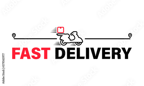 Fast delivery icon. Scooter transportation. Location signs. Vector on isolated white background. EPS 10